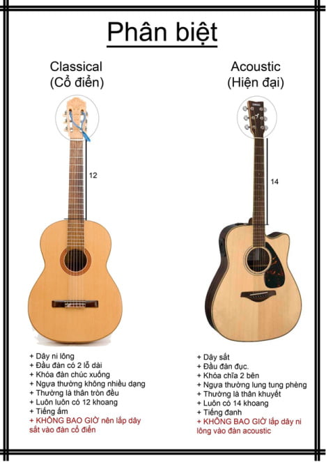 Cách phân biệt đàn guitar